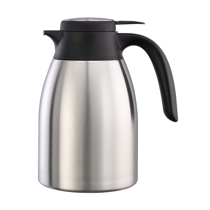 Service Ideas Flow Control Vacuum Insulated Carafe, 1.2 L, Stainless Steel - FCC12SS
