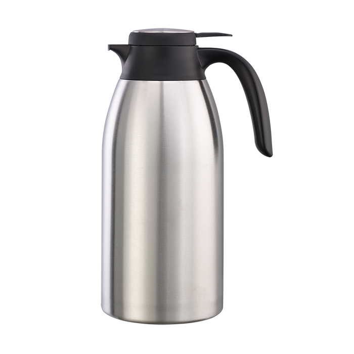 Service Ideas Flow Control Vacuum Insulated Carafe, 2 L, Stainless Steel - FCC20SS