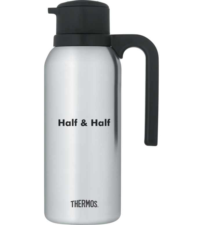Thermos Twist & Pour Vacuum Carafe, Half & Half, 32 oz, Stainless Steel - FN363