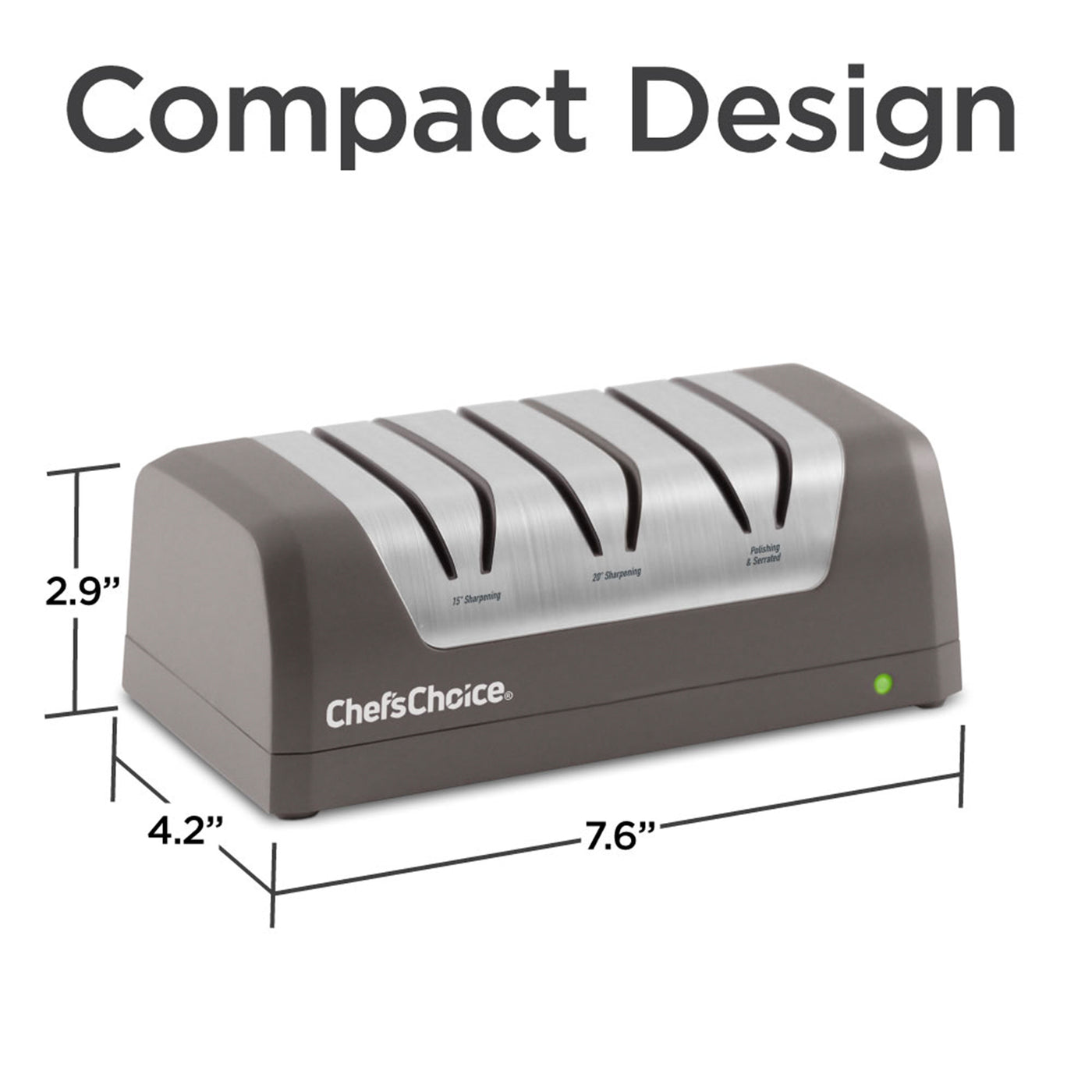 Chef'sChoice | Modèle DC 1520 Aiguiseur de couteaux électrique rechargeable, 3 étapes, bords à 15 et 20 degrés, gris, 120V
