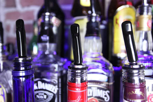 BarProducts Narrow Liquor Pourer Covers, Black Silicone (12-pack) - DC-N