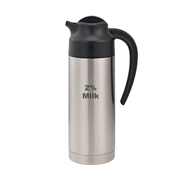 Service Ideas SteelVac Vacuum Insulated "2% Milk" Carafe, 32 oz, Stainless Steel - S2SN1002PCTET