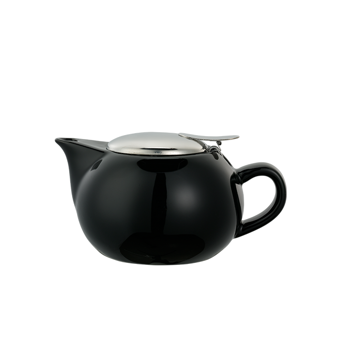 Service Ideas Tea Pot, Ball-Shaped, 10 oz, Ceramic, Black - TPC10BL