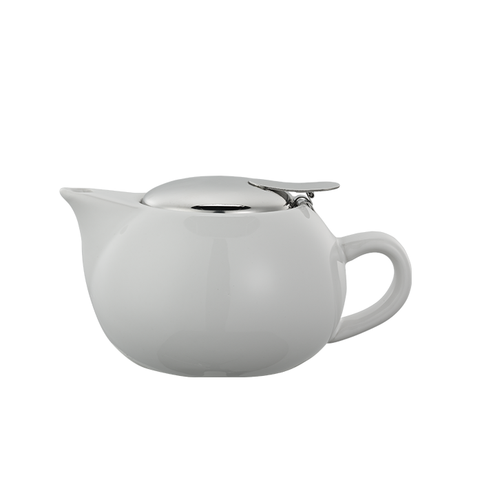 Service Ideas Tea Pot, Ball-Shaped, 10 oz, Ceramic, White - TPC10WH
