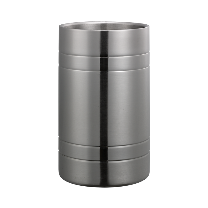 Service Ideas Double Wall Wine Chiller with Band Accents, Brushed Stainless Steel - WC2MBBS
