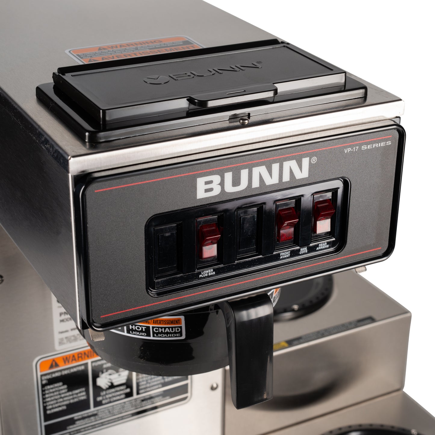 BUNN | VP17-3 Low Profile Coffee Brewer w 3 Lower Warmers, 12 Cup, Stainless Steel