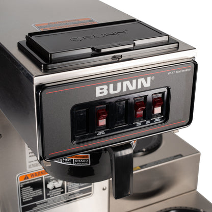 BUNN | VP17-3 Low Profile Coffee Brewer w 3 Lower Warmers, 12 Cup, Stainless Steel