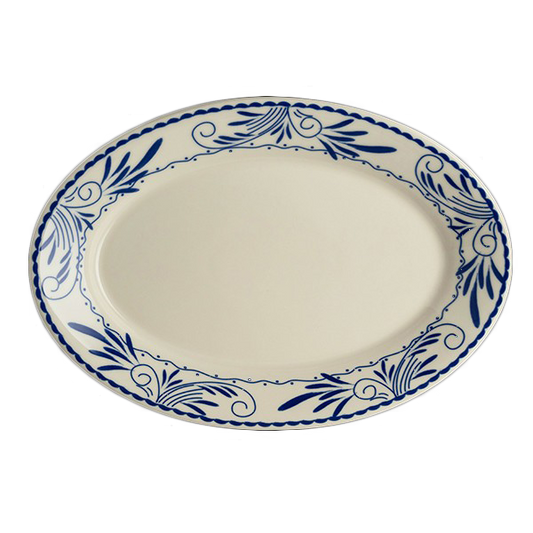 Steelite Homer Laughlin Blue Mex Platter, Rolled Edge, 13 3/8" x 13.4" (12-pack) - HL15741008