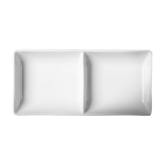 Cameo Square 2-Divided Rectangular Dish, 9" x 4 1/4" (36-pack) - 710-019