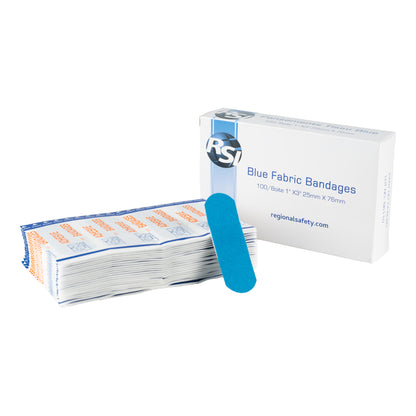 Regional Safety | Bandages, 1" x 3", Blue (100-pack)