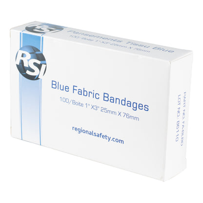 Regional Safety | Bandages, 1" x 3", Blue (100-pack)