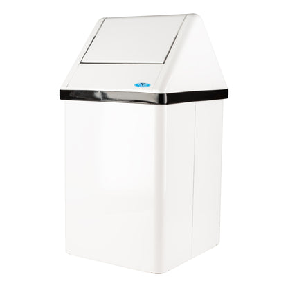 Advantage | Free Standing Swing Top Garbage Bin, 12 gal, Steel, White