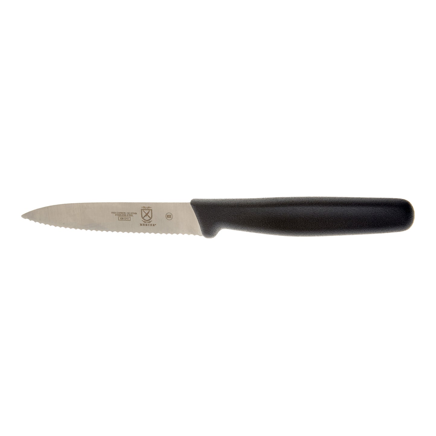 Mercer | Pointed Top Bar Prep Knife, Wavy Edge, 4", Black