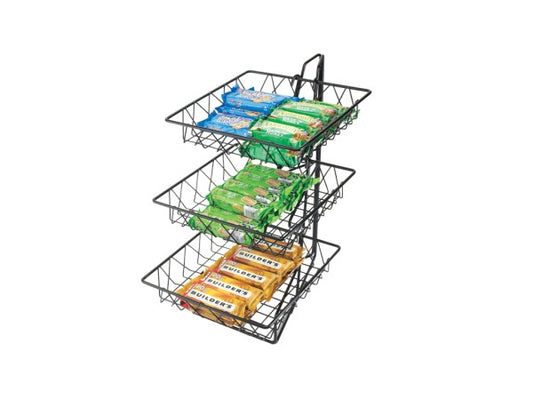 Cal-Mil | Square Wire Basket 3 Tier Merchandiser, Black