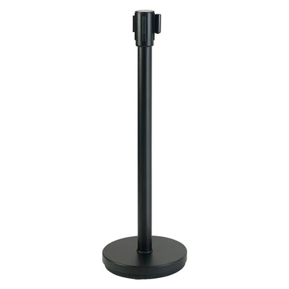 Winco Stanchion Post with Retractable 6.5ft Belt, Black, 34"
