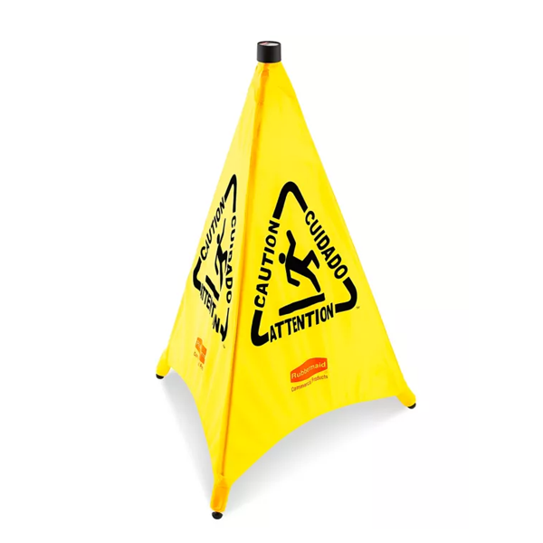Rubbermaid Multilingual (EN, FR, SPA) Wet Floor Pop Up Floor Cone, 30", Yellow - FG9S0100YEL