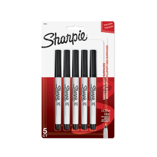 Sharpie | Marqueur permanent à pointe ultrafine, noir (paquet de 5)