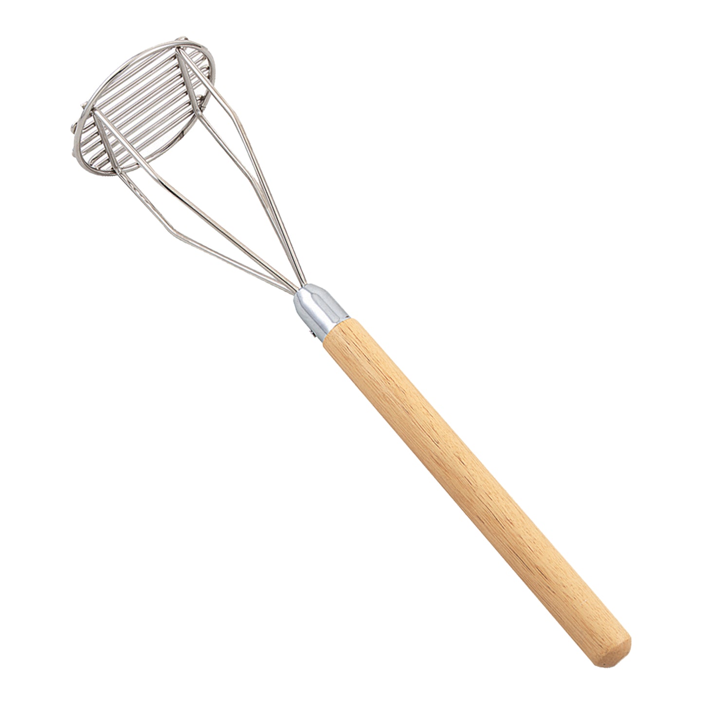 Browne | Round Potato Masher, 25", Stainless Steel/ Wood Handle