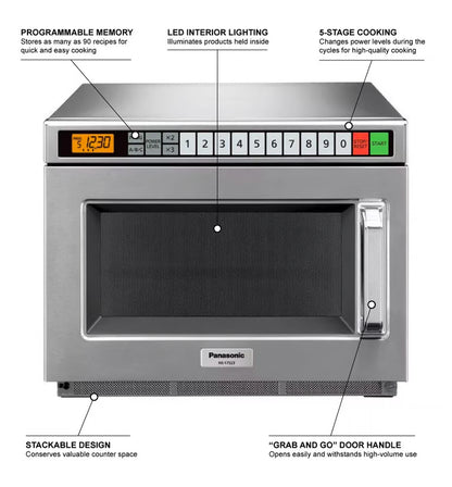 Panasonic NE-1252C Heavy Duty Commercial Microwave, 1200 W, 120 V - NE-1252CDH