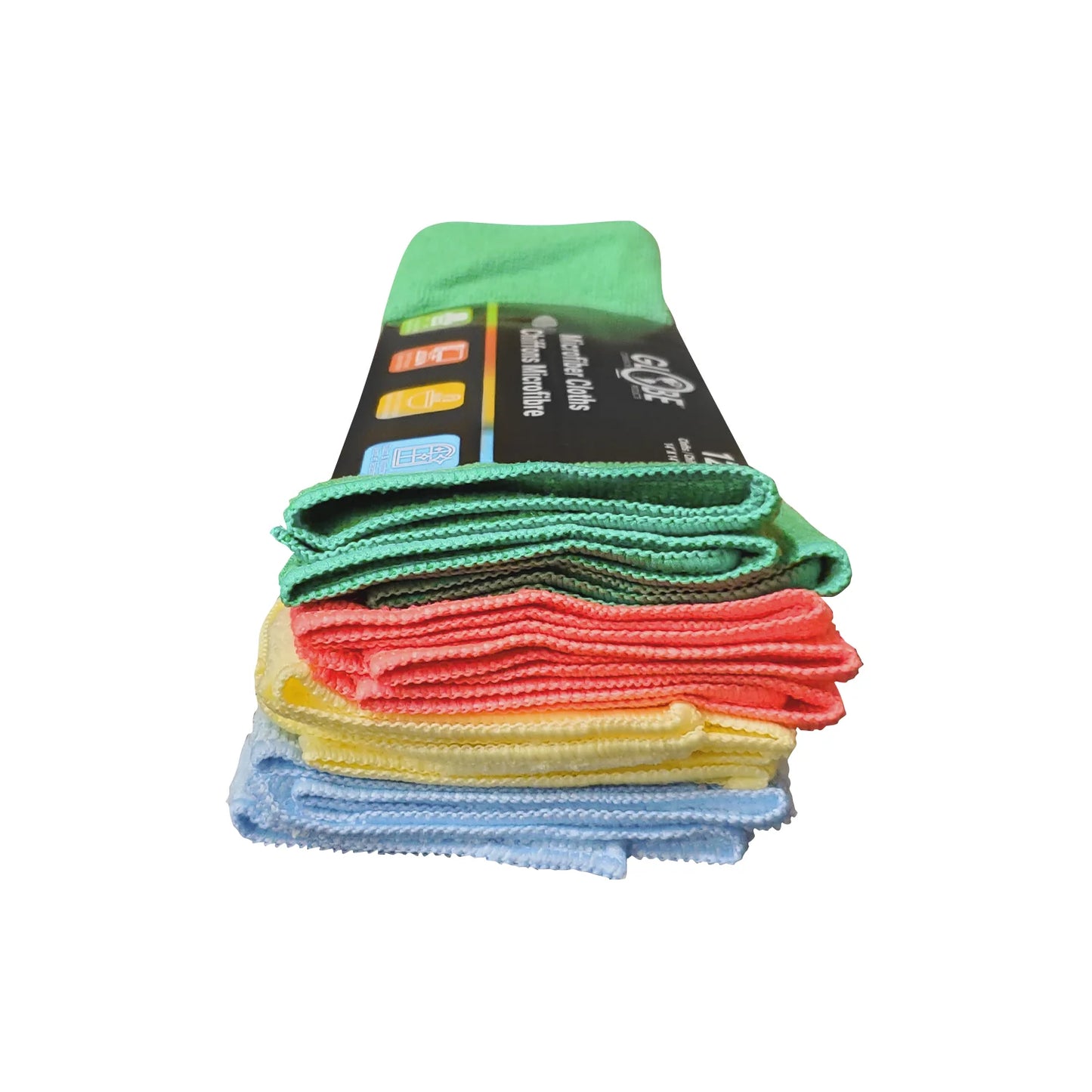 Globe Commercial Microfibre Cloths, 14" x 14", Assorted (12-pack) - 3199
