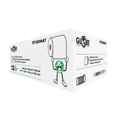 Rouleaux d'essuie-tout professionnels Globe, Kraft (paquet de 12) - RT350NAT