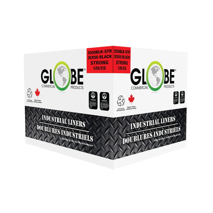 Sacs poubelle résistants Globe Strong, 89 x 127 cm, noirs (paquet de 125) - 3550BLK-STR