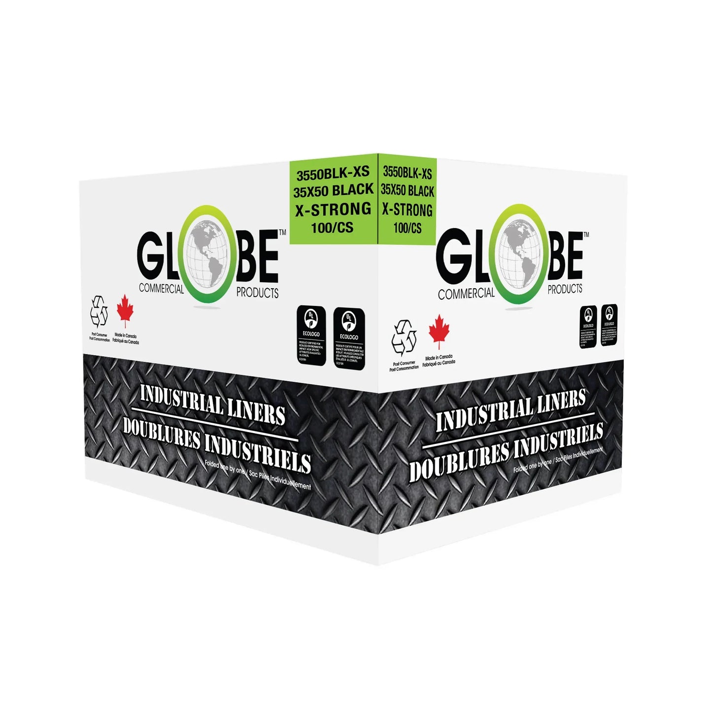 Sacs poubelle Globe Extra Forts, 89 cm x 127 cm, Noirs (paquet de 100) - 3550BLK-XS
