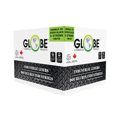 Sacs poubelle Globe Extra Forts, 89 cm x 127 cm, Noirs (paquet de 100) - 3550BLK-XS