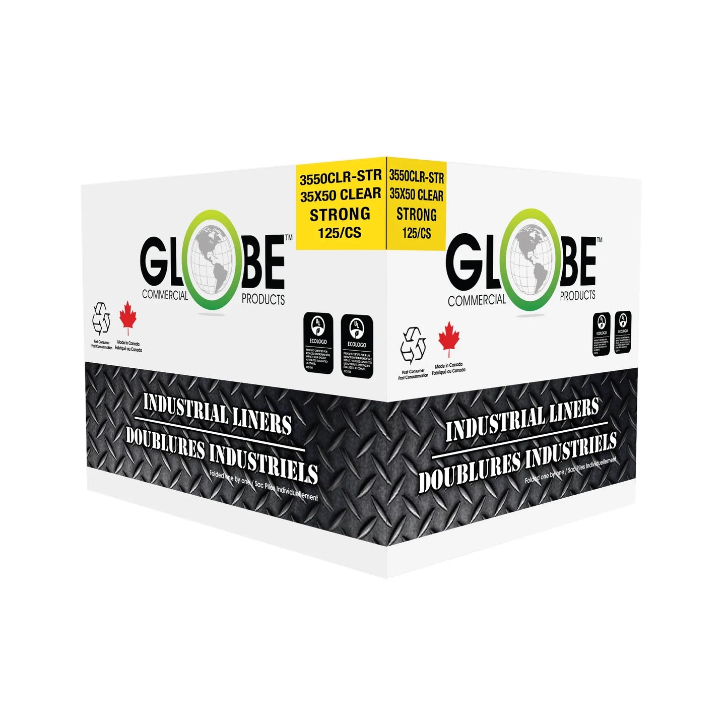 Sacs poubelle robustes Globe, 89 x 127 cm, transparents (paquet de 125) - 3550CLR-STR