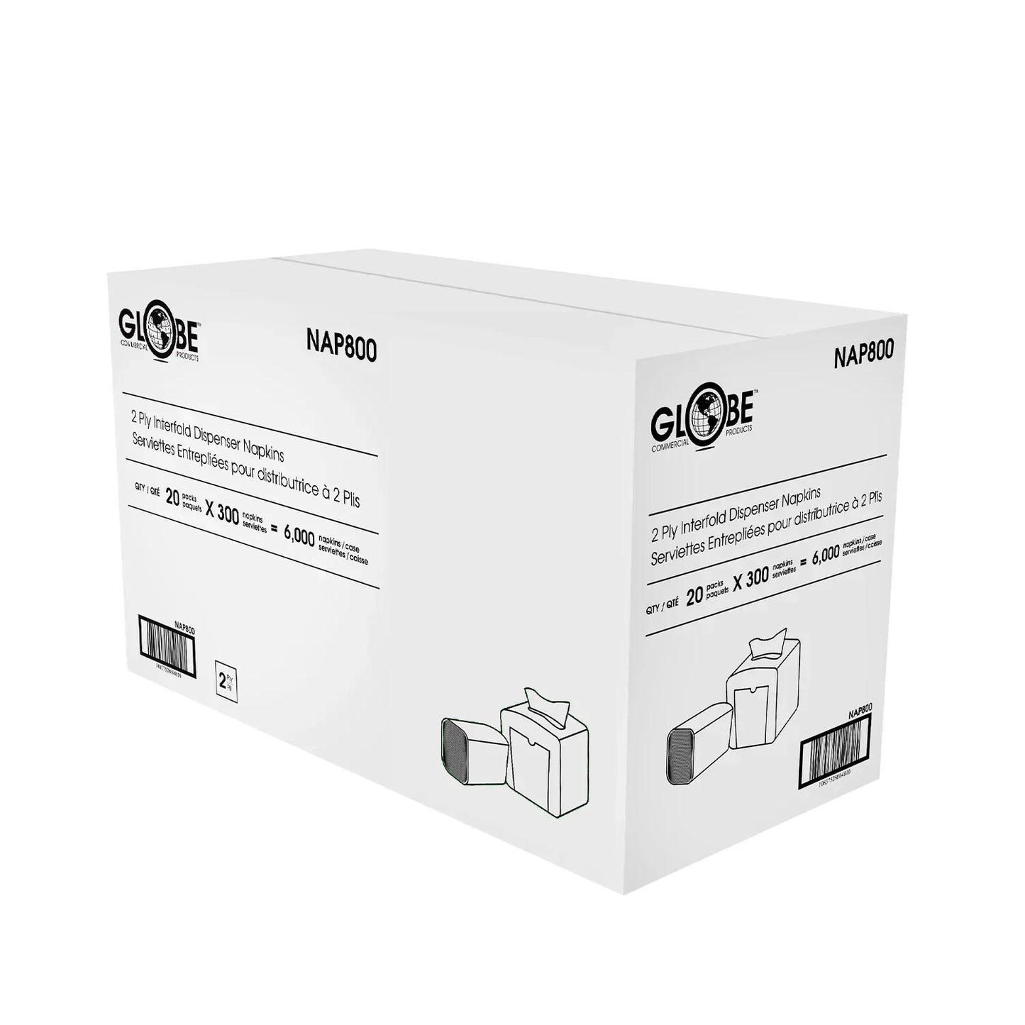 Serviettes Globe Interfold, 1/2 pli (paquet de 20) - NAP800