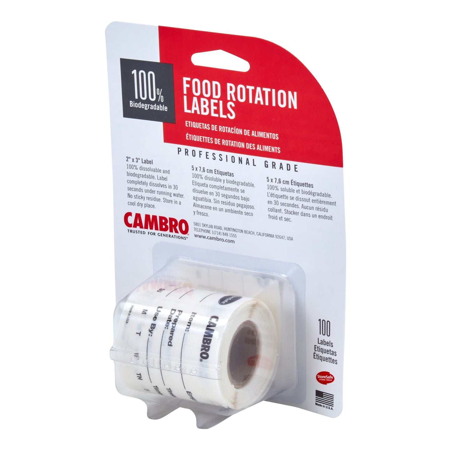 Cambro | Étiquettes de rotation des aliments StoreSafe, 2" x 3"