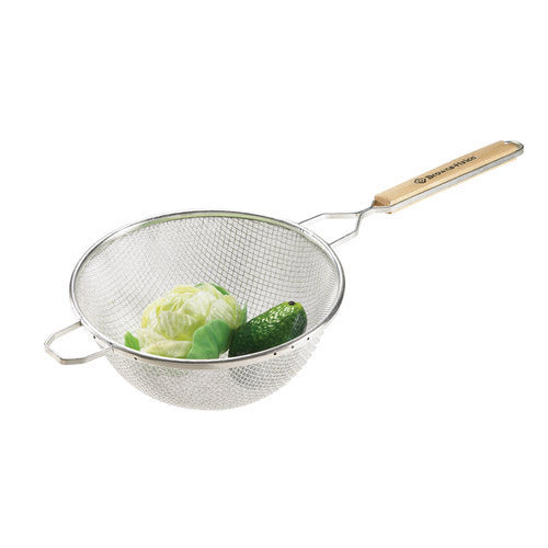 Browne | Double Mesh Medium Strainer, 6.8", Wood Handle