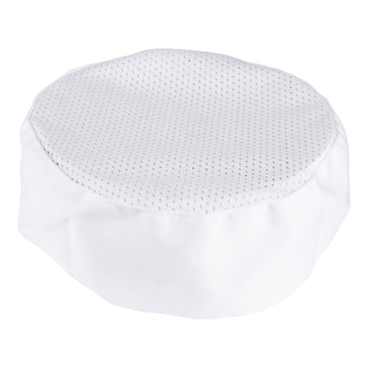 Premium Uniforms | Pill Box Cap w Mesh Top, White