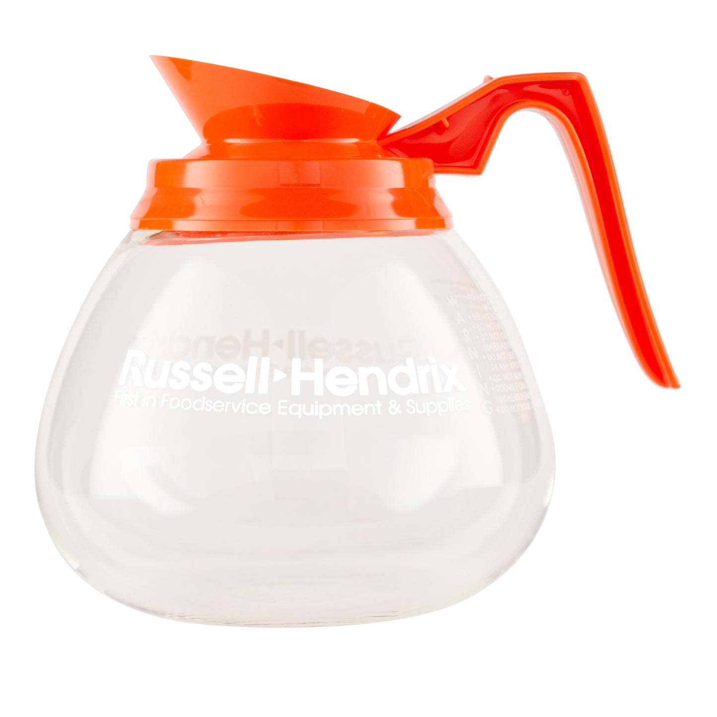 Wells Bloomfield | Glass Coffee Decanter with Russell Hendrix Logo, Orange