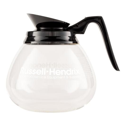 Wells Bloomfield | Glass Coffee Decanter with Russell Hendrix Logo, Black