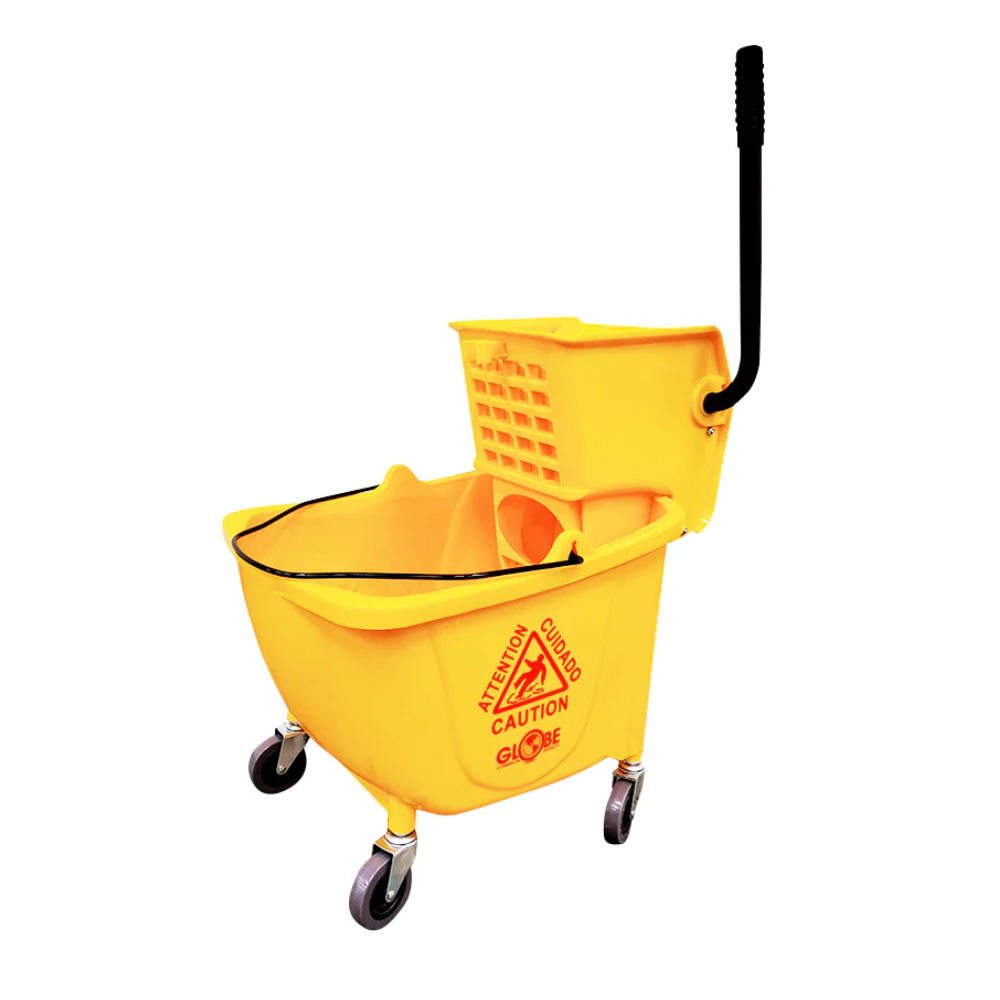 Globe | Mop Bucket, Sidepress Wringer, 35 qt, Yellow