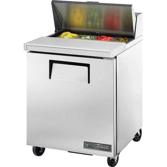 True | Single Door Sandwich/Salad Food Prep Table Refrigerator, 8 Pan, 27", 115/60/1