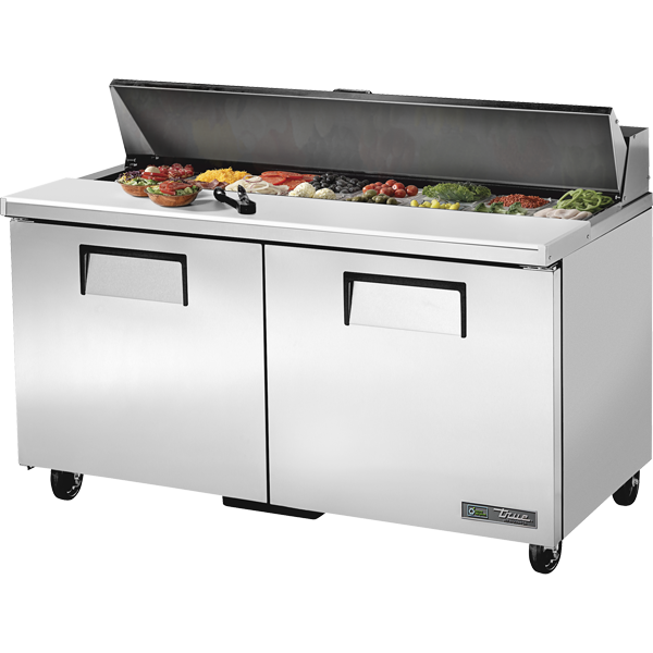 True | Double Door Sandwich/Salad Food Prep Table Refrigerator, 16 Pan, 60", 115/60/1