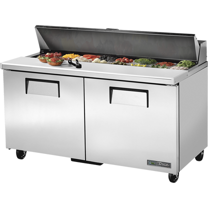 True | Double Door Sandwich/Salad Food Prep Table Refrigerator, 16 Pan, 60", 115/60/1