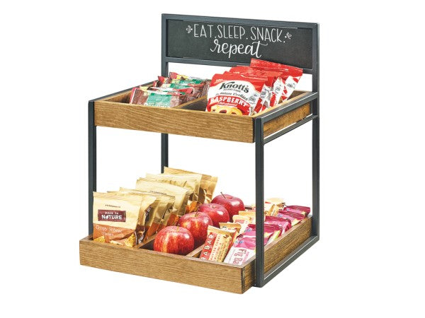 Cal-Mil | Chalkboard Sign 2 Tier Merchandiser, Black Metal/Wood