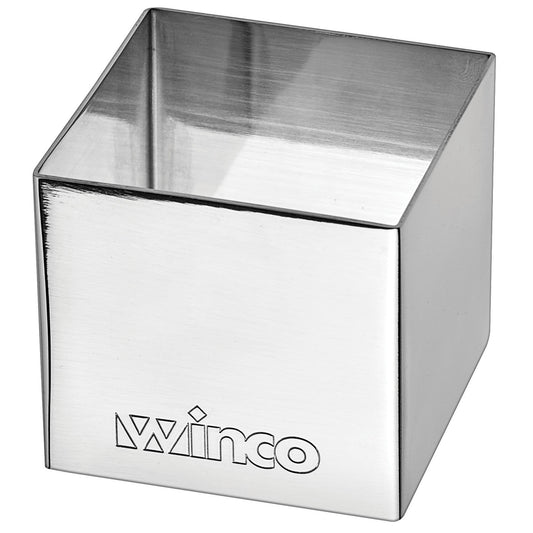 Winco Stainless Steel Pastry Mold, Mirror Finish, Square, 2" - SPM-22S