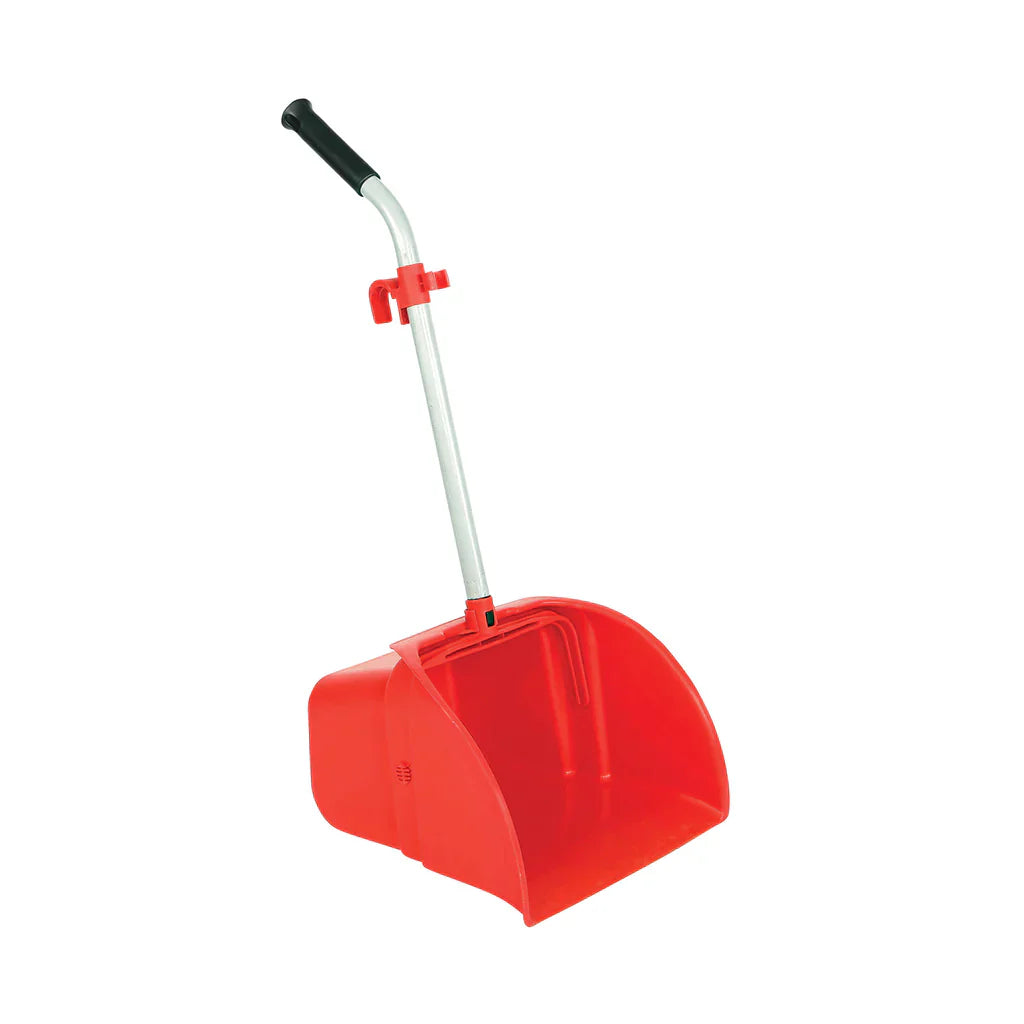 Globe | Jumbo Lobby Style Debris / Dust Pan, 14" x 14", Red/Silver