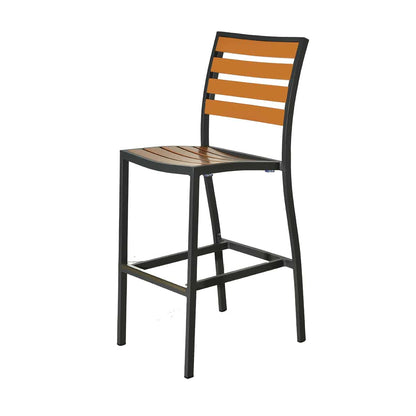 BUM Furniture Marco Polywood Bar Stool, Anthracite/Teak (4-pack) - 517B-PW-TA