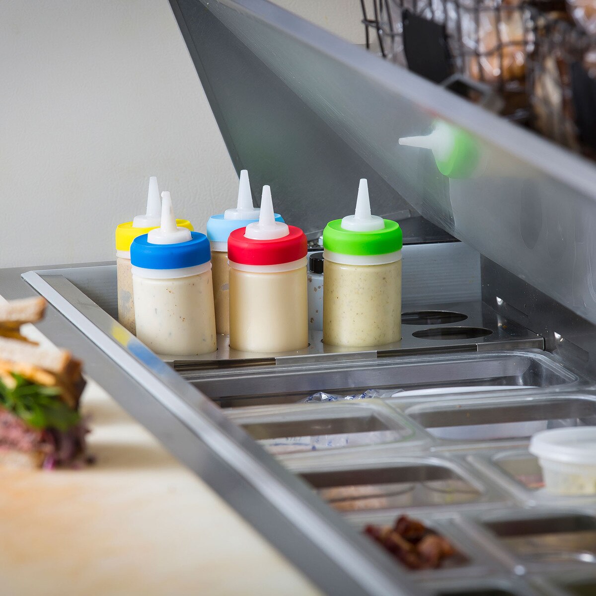 Tablecraft Silicone Sauce Bands, Multicoloured, 2.75" (12-pack) - SB63A
