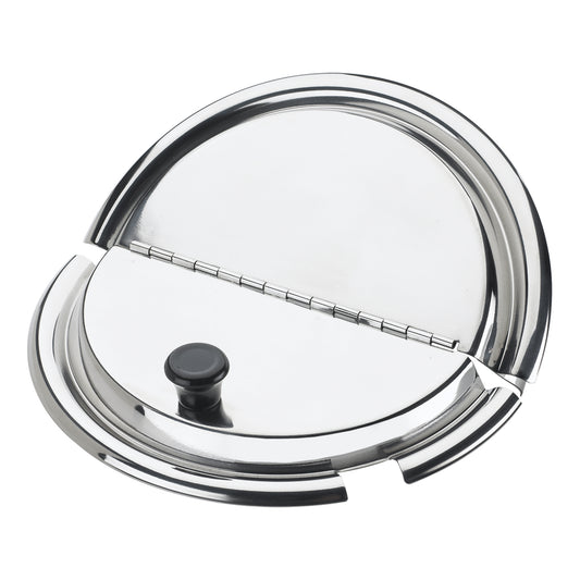 Browne | Hinged Round Insert Cover, 11 qt, Stainless Steel