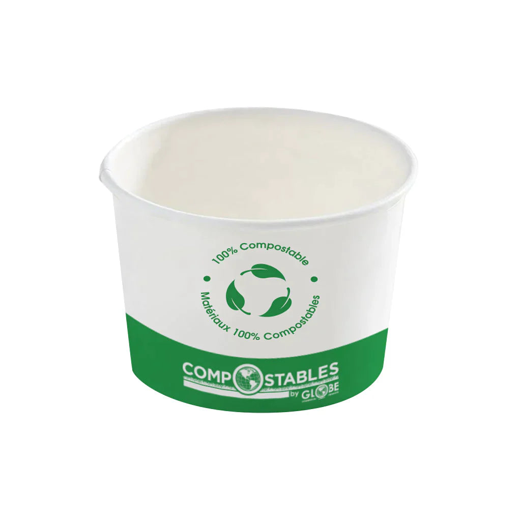 Globe | Bol en papier doublé de PLA compostable, 12 oz (paquet de 500)