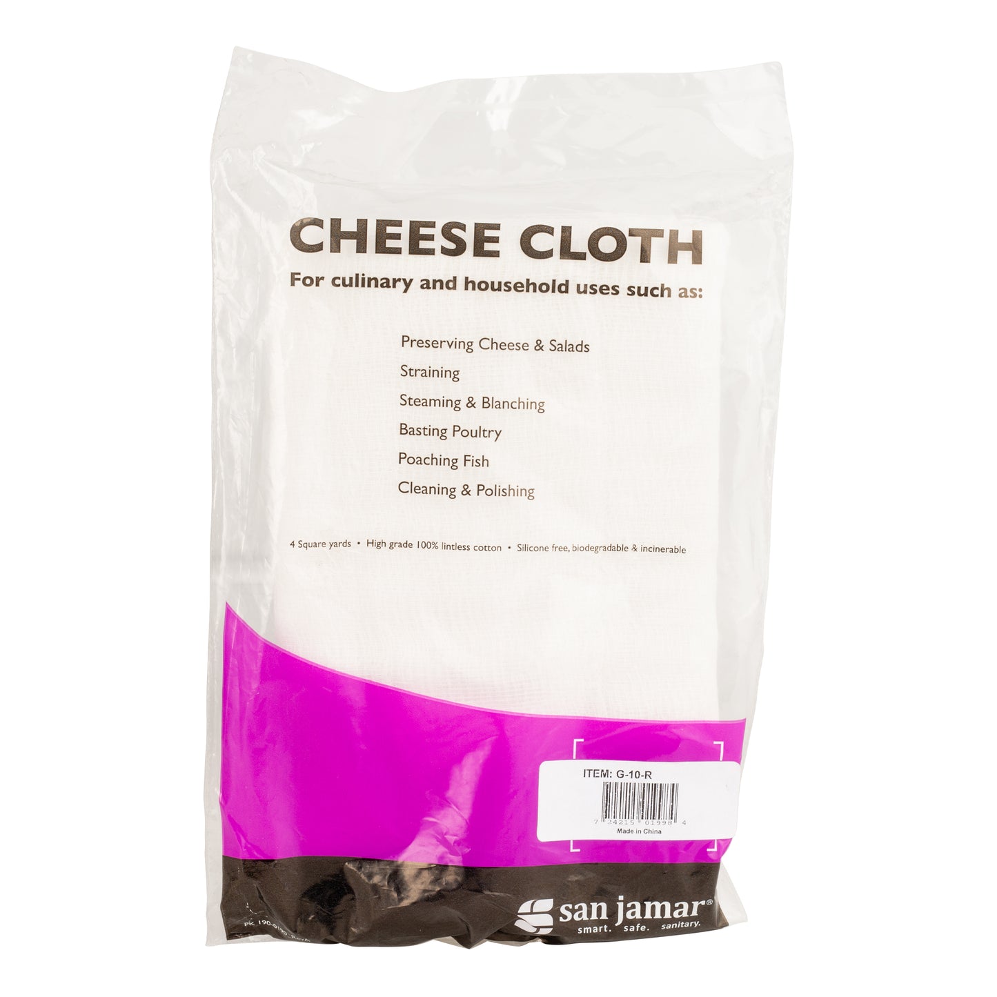 San Jamar | Cheese Cloth, 10 Grade, White Cotton