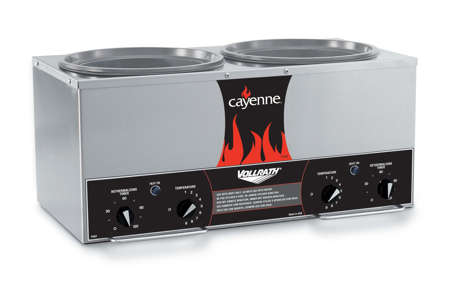 Vollrath Cayenne Round Heat 'N Serve Countertop Twin Well 7 qt Rethermalizer, 120V - 72028
