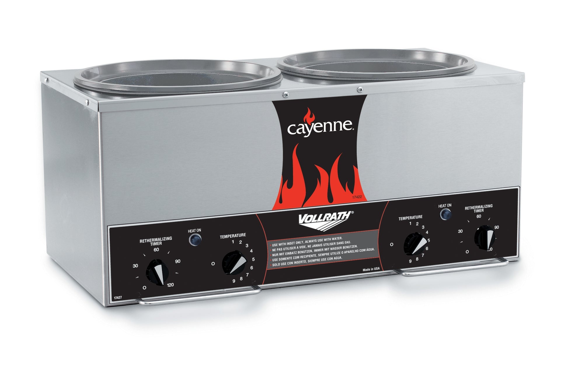 Vollrath Cayenne Round Heat 'N Serve Countertop Twin Well 7 qt Rethermalizer, 120V - 72028