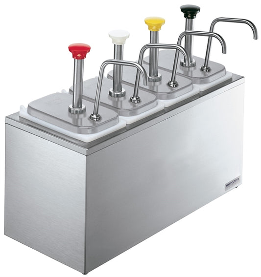 Server | Serving Station, 4 Foutain Jars & Pumps, Stainless Steel